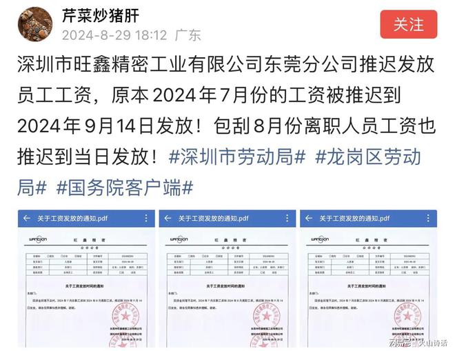 不及时推迟发工资！合作企业都是业内巨头凯时尊龙人生就是博网传深圳一公司因回款(图4)